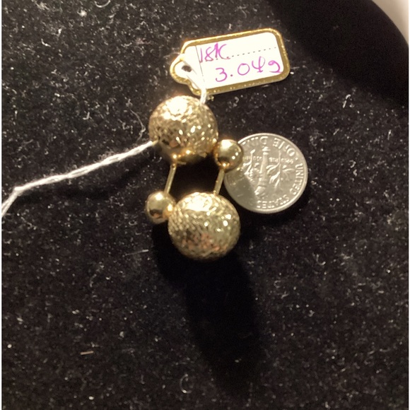 18K solid Gold Stud Tribal Earrings Dior InspiredDesign - Picture 3 of 12